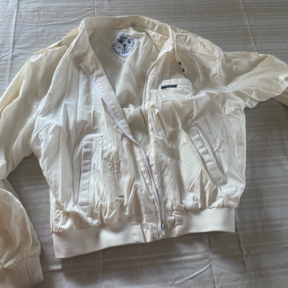 VTG MEMBERS ONLY World Travel Club Men Size L. Off-White Cafe Racer Jacket